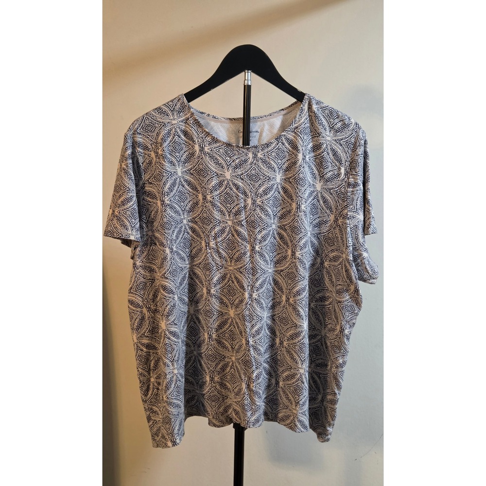 Croft & Barrow Short Sleeve Geometric Pattern Blouse Women's Size 2X